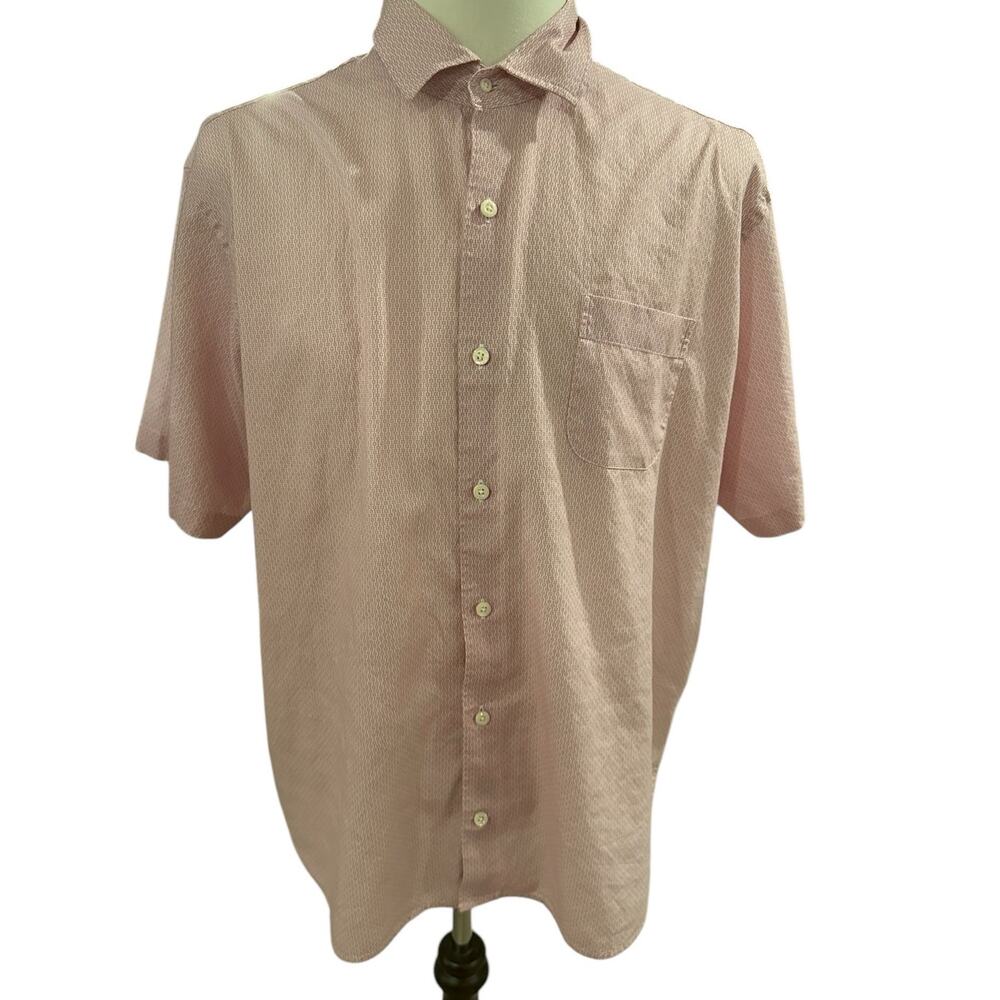 Peter Millar XL Pink and white Short Sleeve Button Down